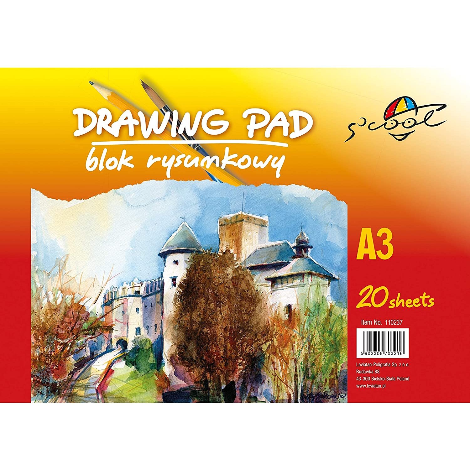 S'COOL Drawing Paper | Sketch Pad (A3, 90 g/m2, 20 Sheets) | Drawing Pad White | Sketch Book for Drawing